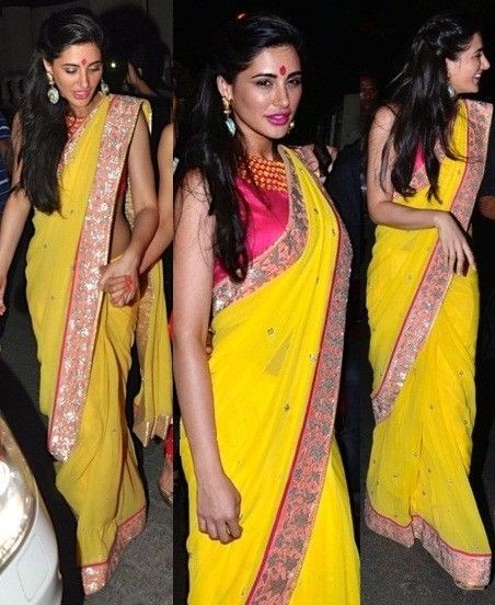 NARGIS yellow saree