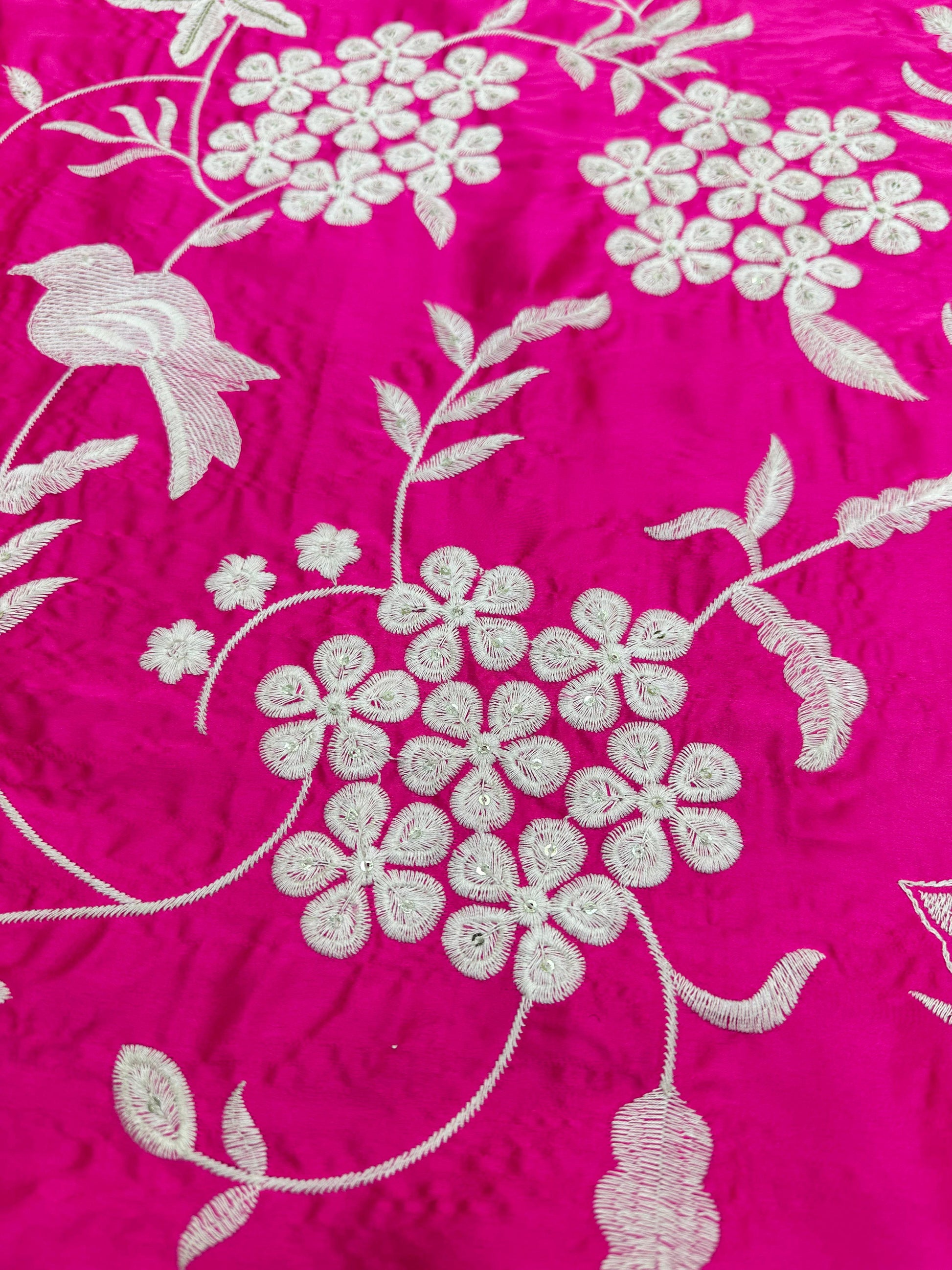 Pink japan satin embroidered patiyala punjabi suit