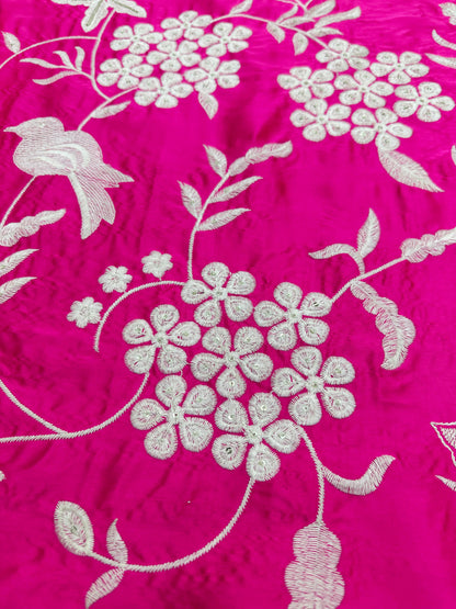 Pink japan satin embroidered patiyala punjabi suit