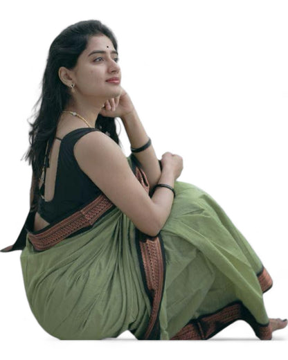 Pista green lichi silk rich pallu jacquard work saree
