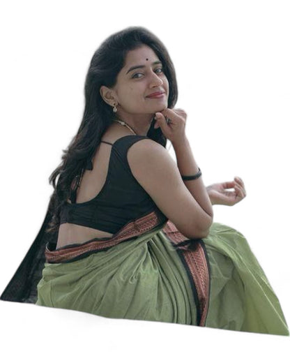Pista green lichi silk rich pallu jacquard work saree