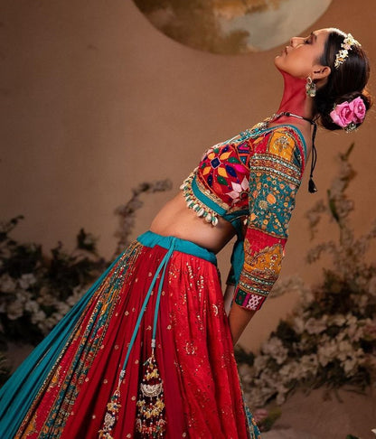 Rama cotton mirror work navratri lehenga chaniya choli