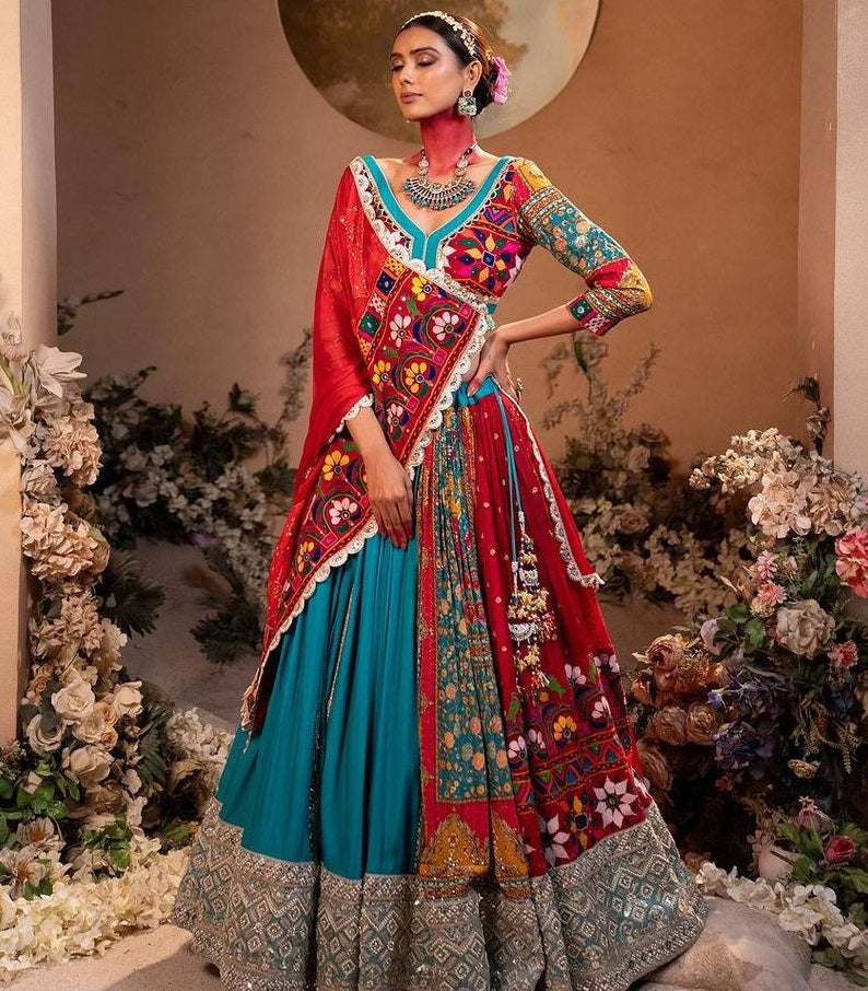 Rama cotton mirror work navratri lehenga chaniya choli