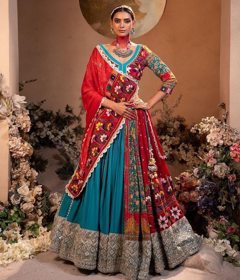 Rama cotton mirror work navratri lehenga chaniya choli