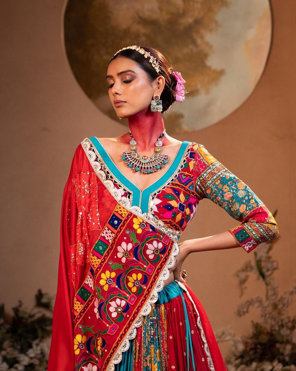 Rama cotton mirror work navratri lehenga chaniya choli