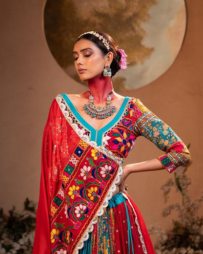 Rama cotton mirror work navratri lehenga chaniya choli