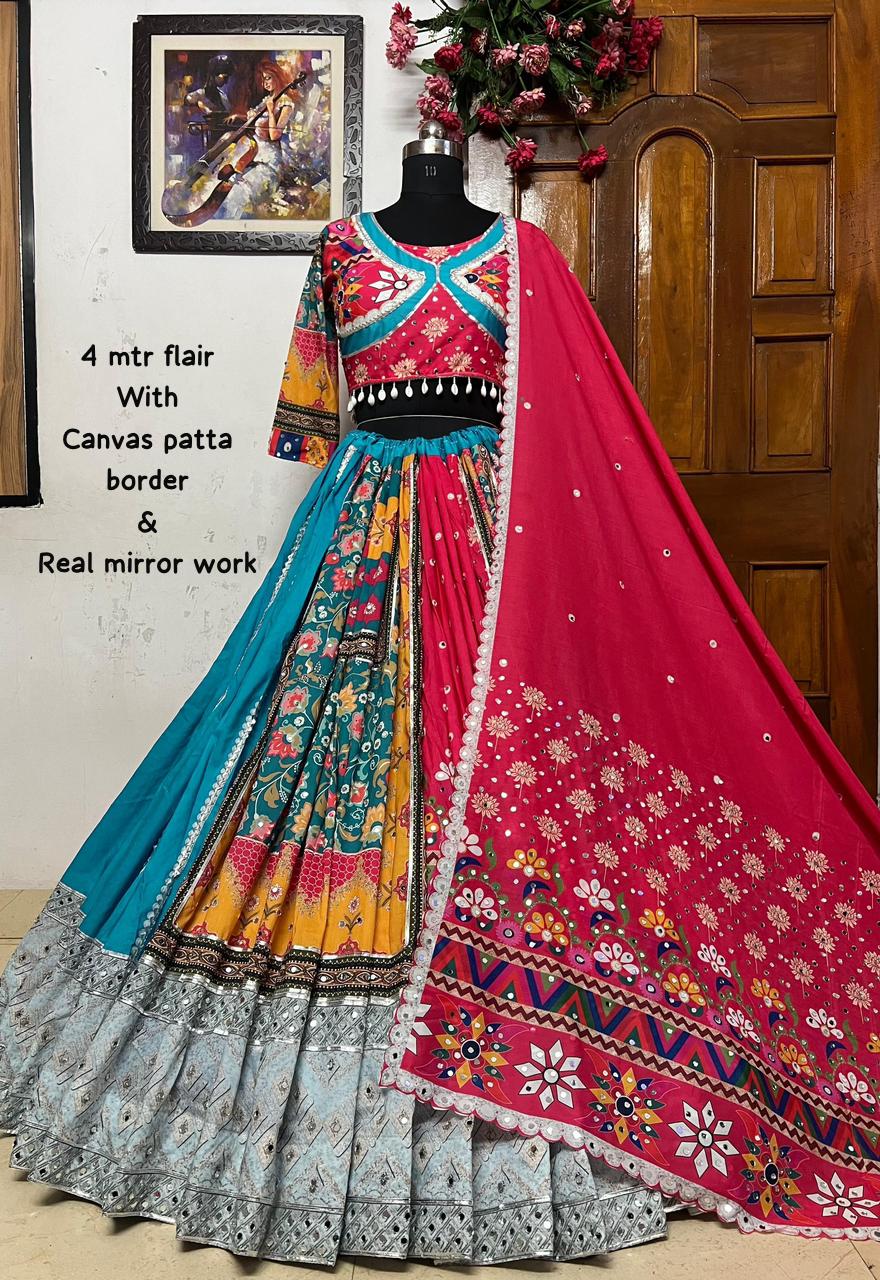 Rama cotton mirror work navratri lehenga chaniya choli
