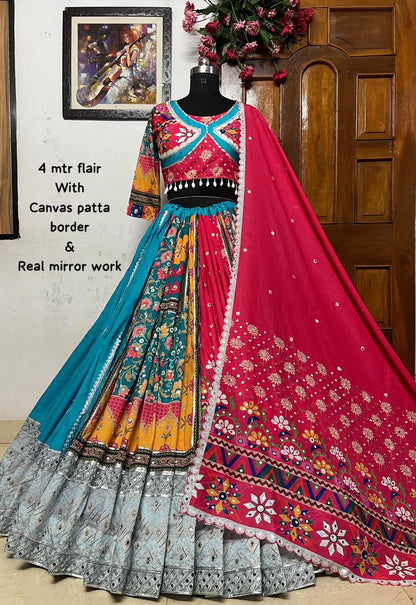 Rama cotton mirror work navratri lehenga chaniya choli