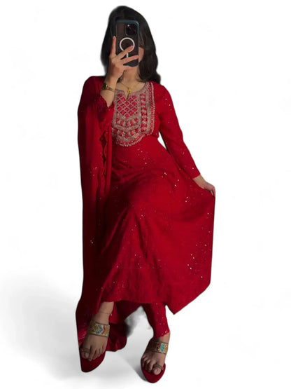 Red stylish designer wedding anarkali suit