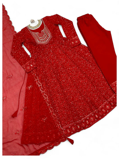 Red stylish designer wedding anarkali suit