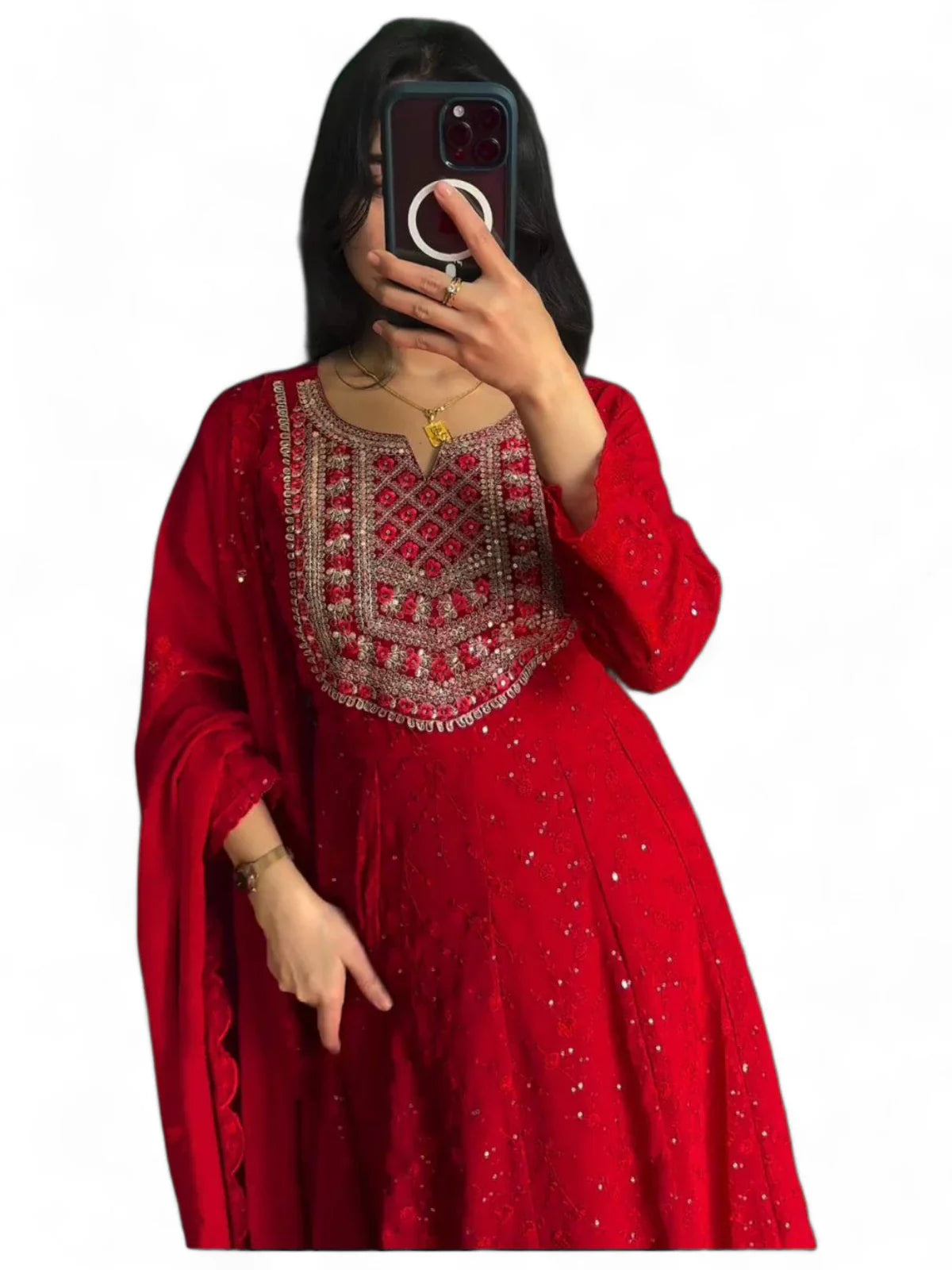 Red stylish designer wedding anarkali suit