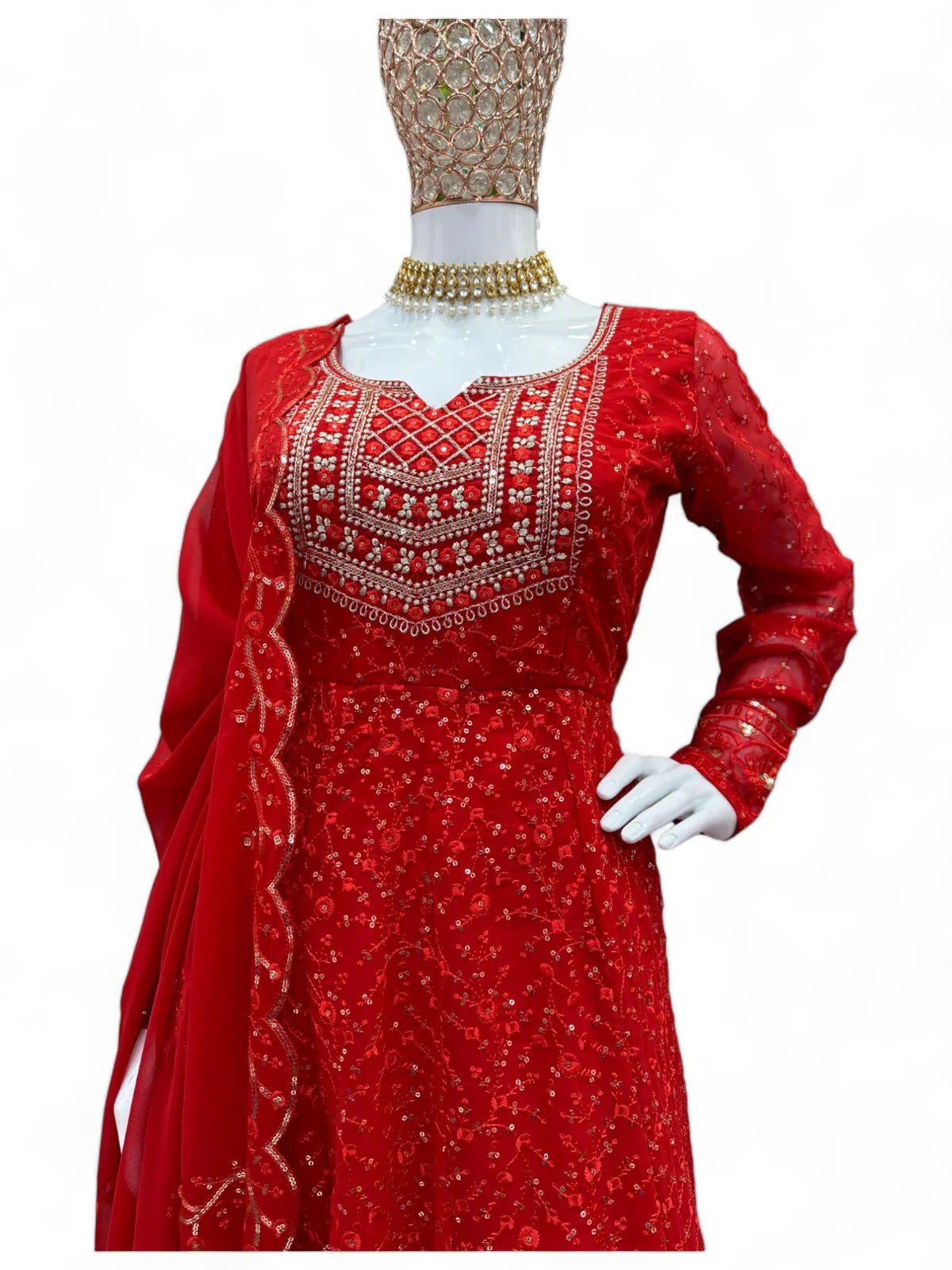 Red stylish designer wedding anarkali suit