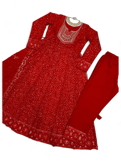 Red stylish designer wedding anarkali suit