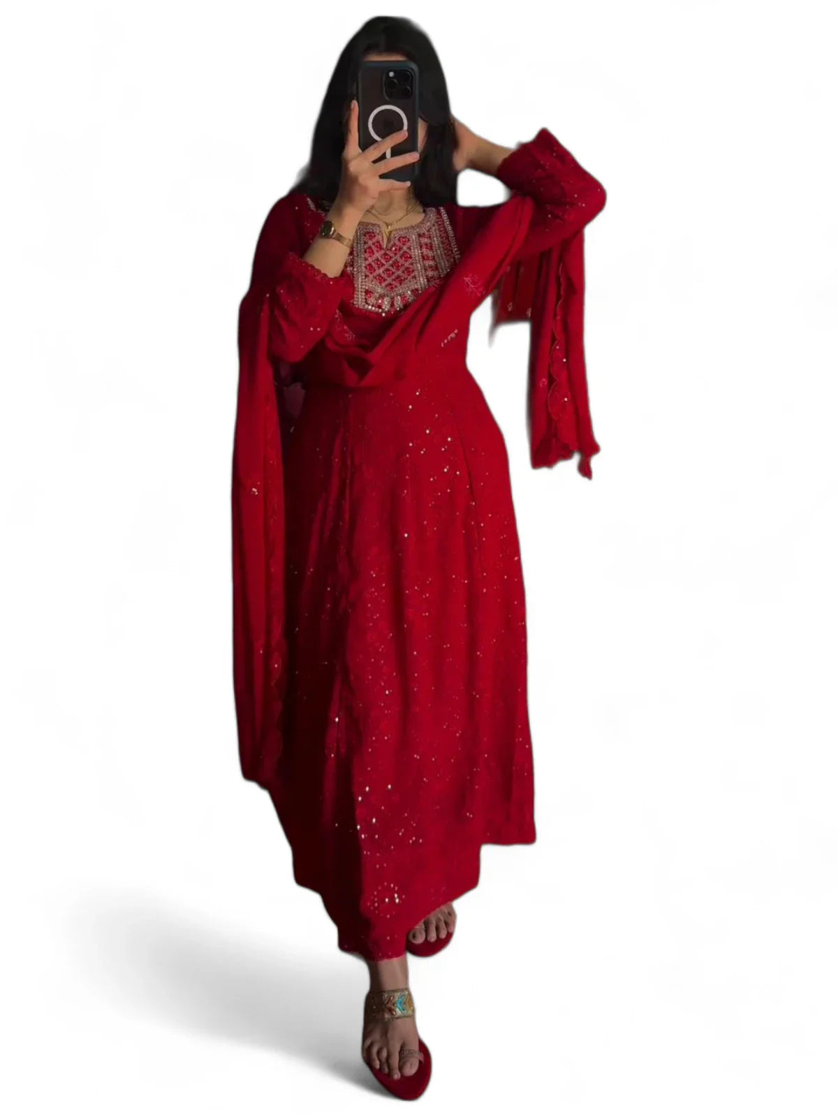 Red stylish designer wedding anarkali suit