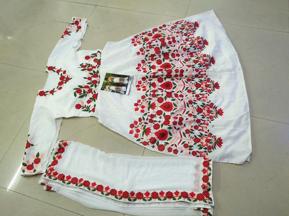Bollywood style beautiful embroidred white gown