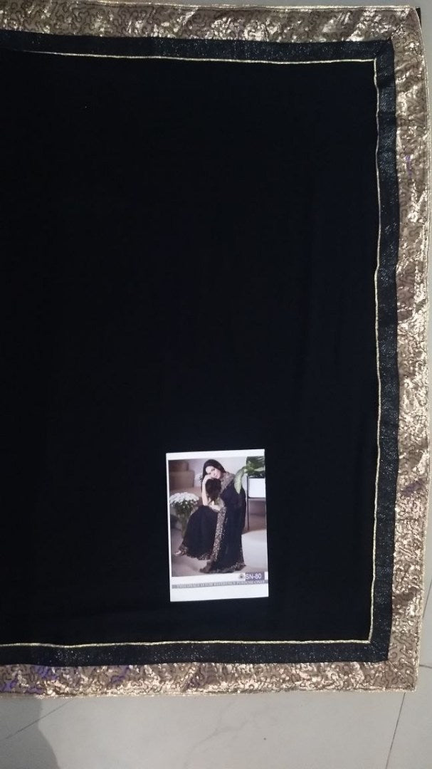 Stylist black sequence work georgette partywear saree