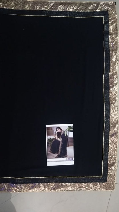 Stylist black sequence work georgette partywear saree