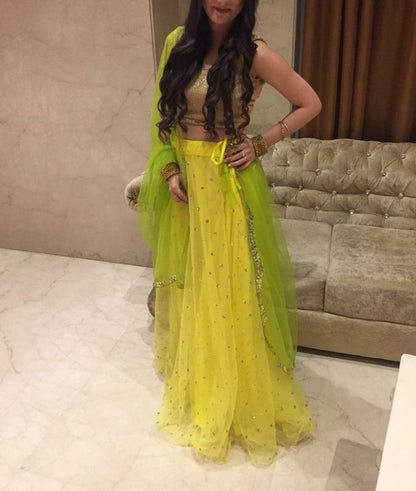 yellow soft net beautiful lehenga choli