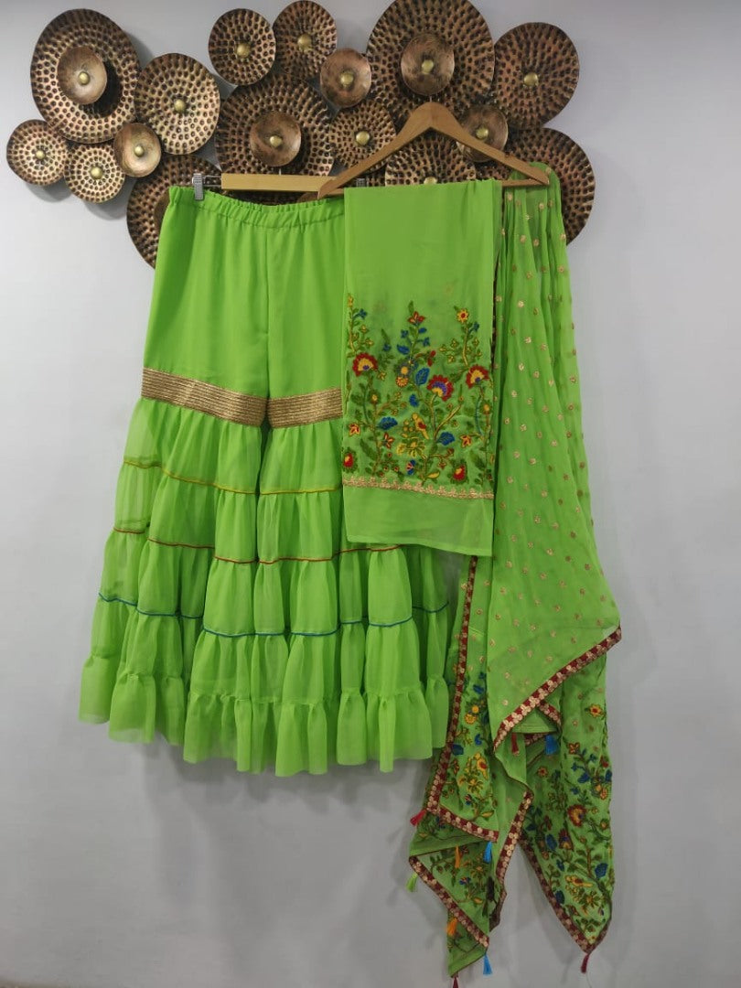 sara ali khan embroidered sharara salwar suit