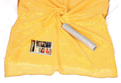 Yellow Designer sequence work glamorous partywear saree