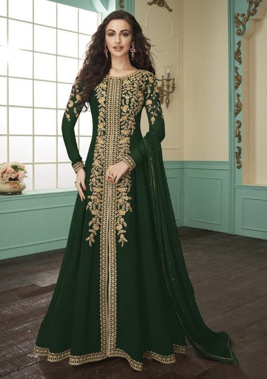 Green georgette codding embroidery wedding long salwar suit