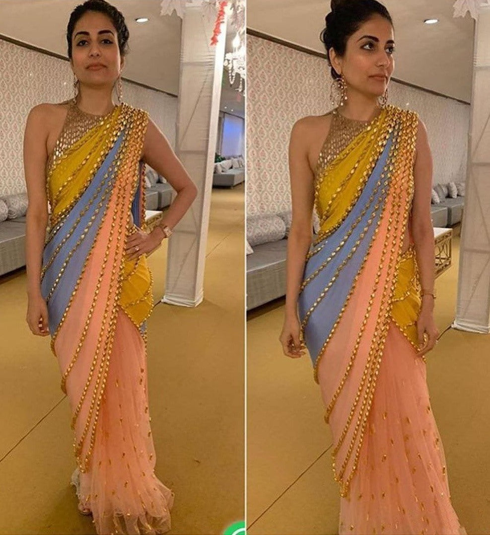 Multicolor sequence work designer saree