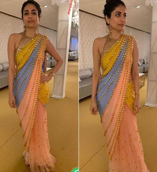 Multicolor sequence work designer saree