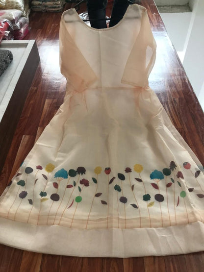 White chanderi silk printed kurti