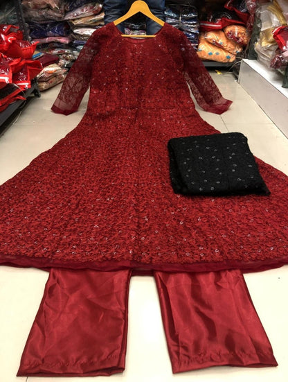 Heavy chain stitch embroidery work gown