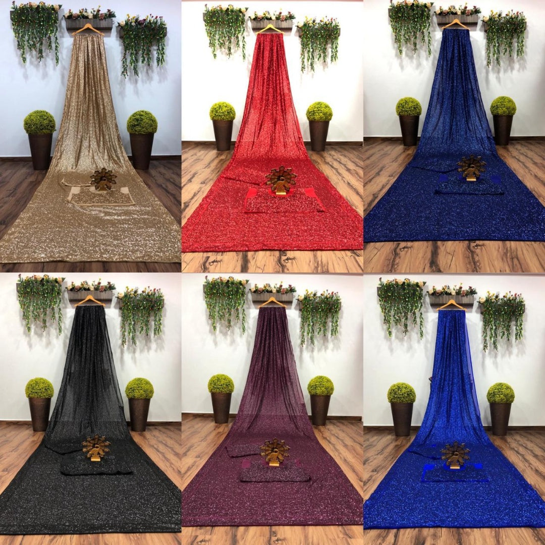 Heavy sequence work designer wedding saree