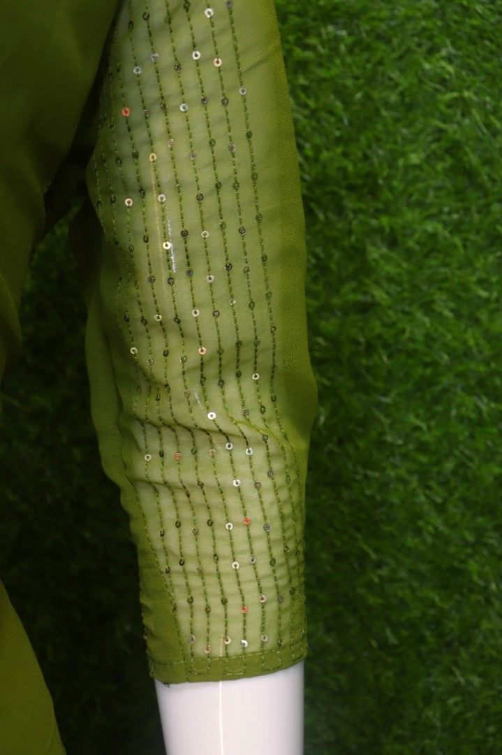 Neon green thread and sequence work salwar suit