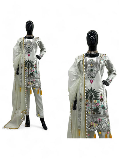 White designer work pakistani salwar suit