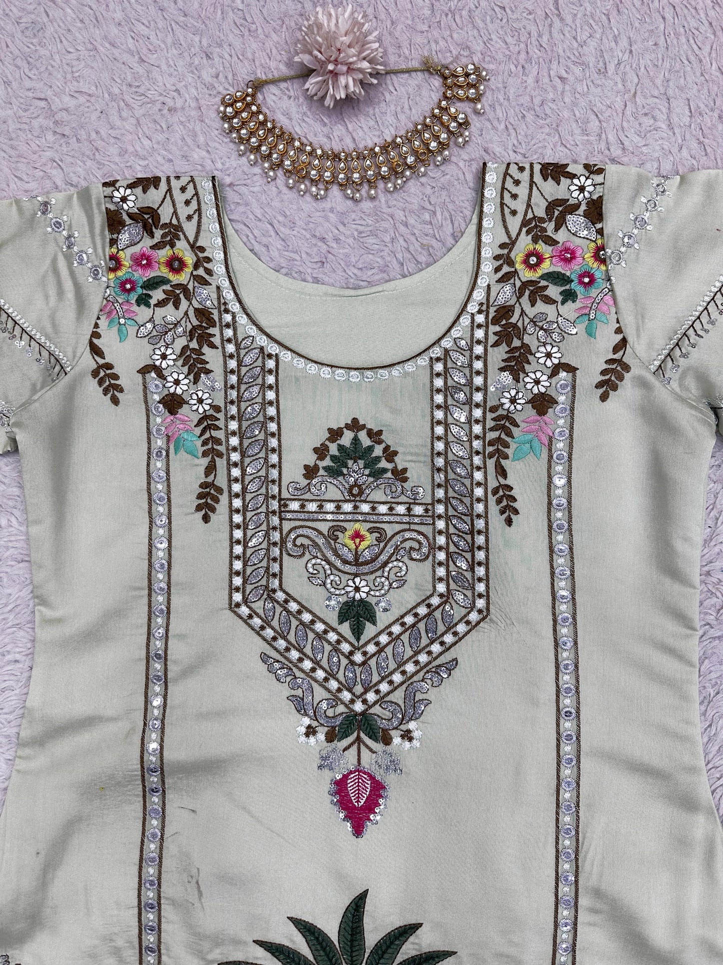 White designer work pakistani salwar suit