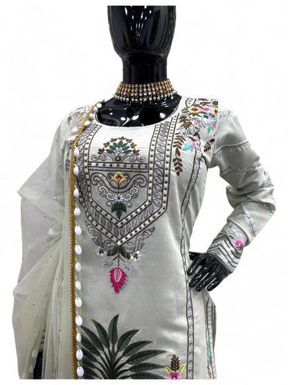White designer work pakistani salwar suit