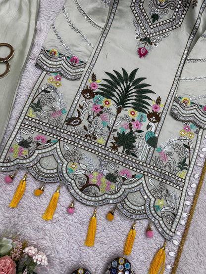 White designer work pakistani salwar suit
