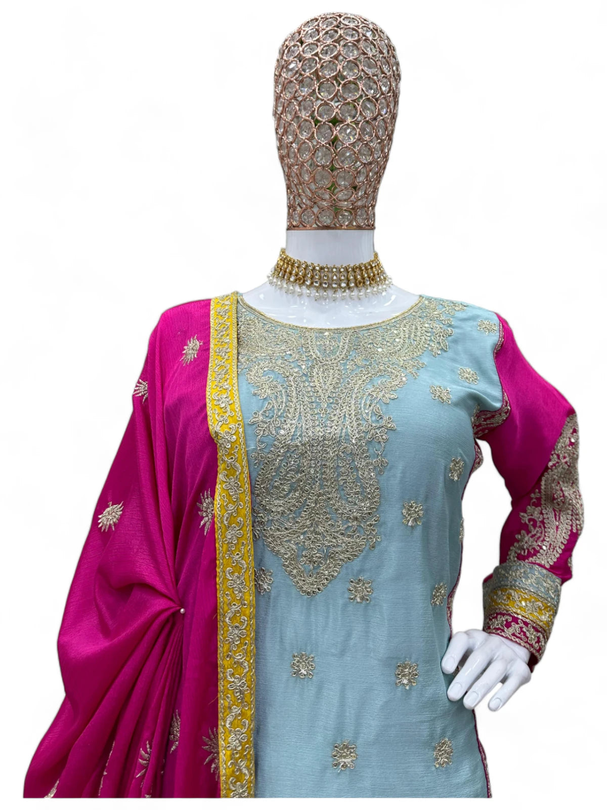 Sea green designer wedding sharara suit