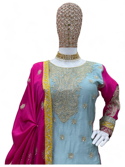 Sea green designer wedding sharara suit