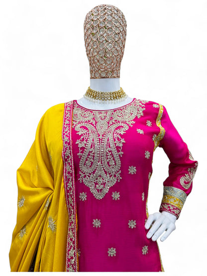 Pink designer wedding sharara suit