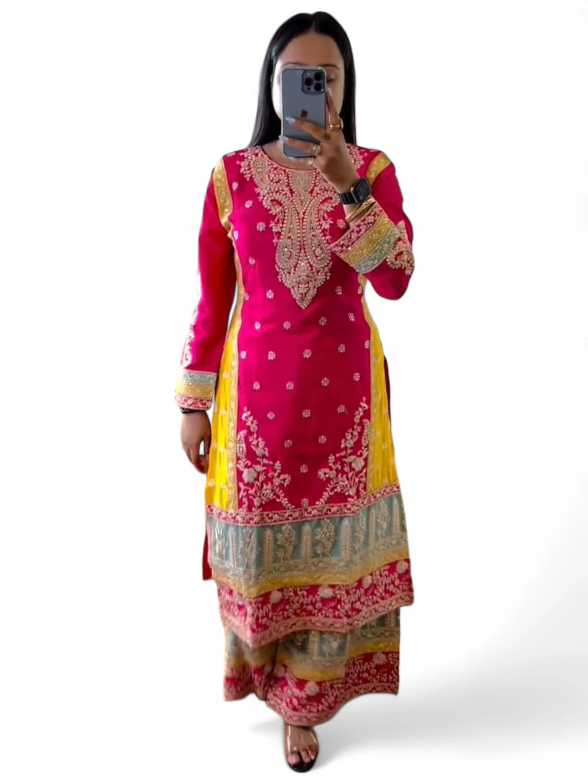Pink designer wedding sharara suit