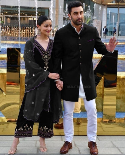 Alia bhatt black velvet bollywood pant salwar suit