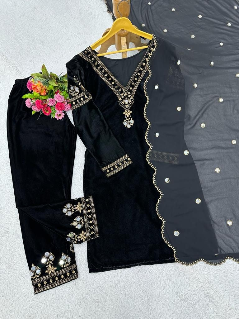 Alia bhatt black velvet bollywood pant salwar suit