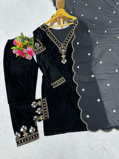 Alia bhatt black velvet bollywood pant salwar suit