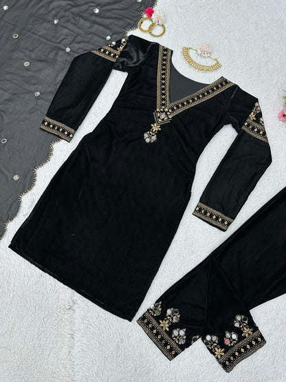 Alia bhatt black velvet bollywood pant salwar suit
