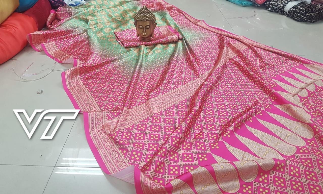 alia bhatt multicolor designer digital printed satin saree