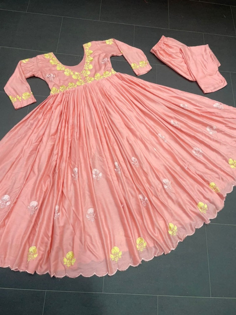 Alia bhatt peach maslin cotton embroidered designer kurti
