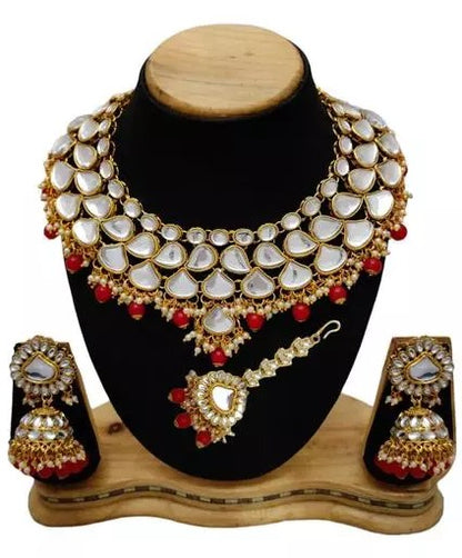 Alloy gold plated and kundan pearl jewellery set for wedding