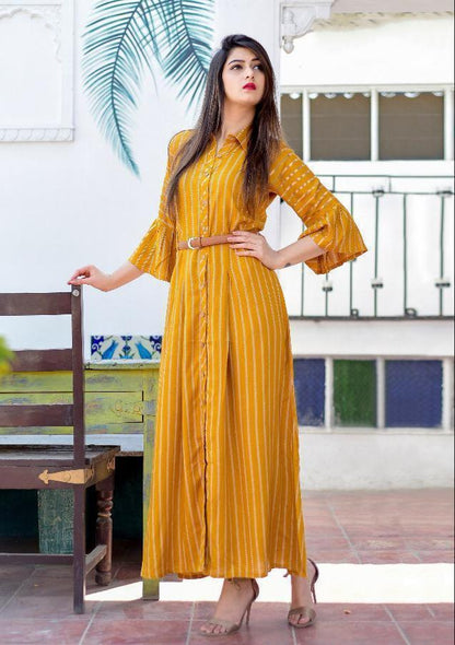 American crepe printed lining long kurti
