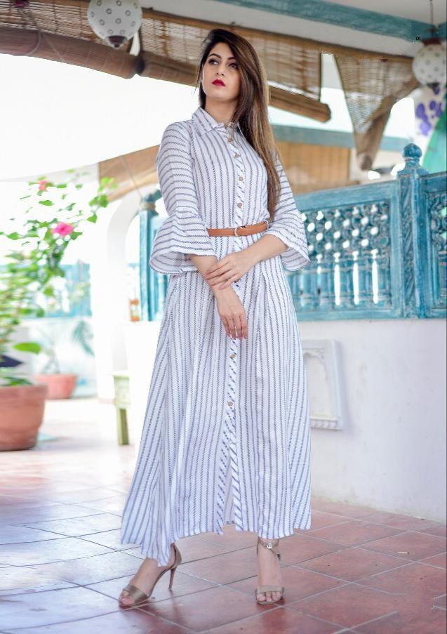 American crepe printed lining long kurti