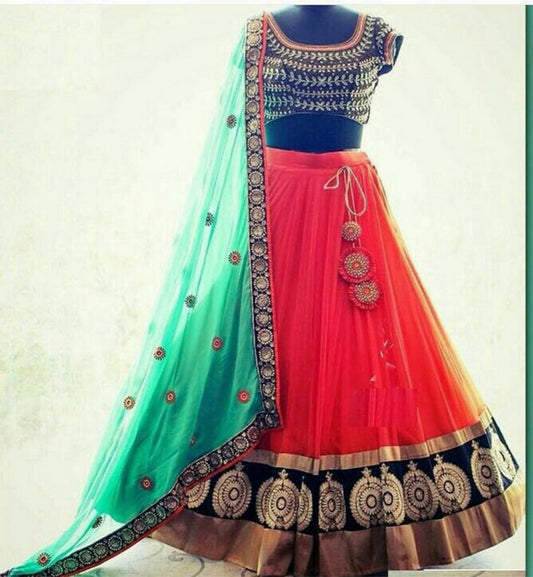Angel beautiful orange embroidered wedding lehenga