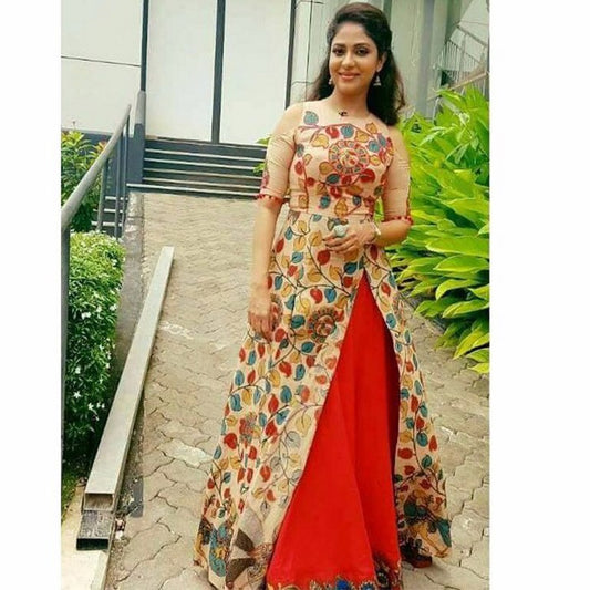 Angel beautiful printed indo red lehenga